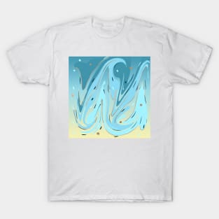 aqua and gold swirl pattern T-Shirt